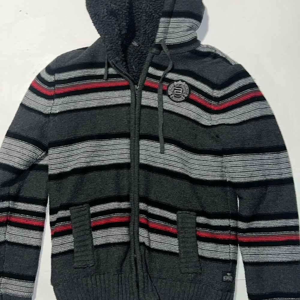 Buffalo Knitted Fleece Lined and Zipped Hooded Jacket